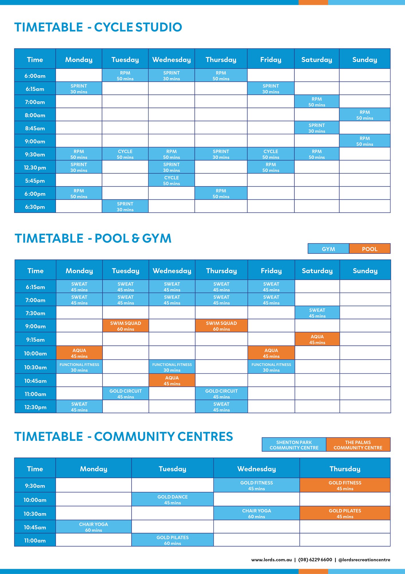 Lords Group Fitness Timetable - effective March 20262-1